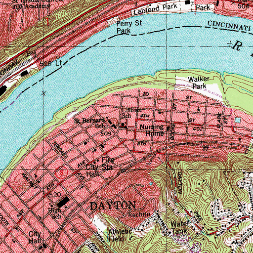 Topographic Map of Lincoln Elementary School, KY