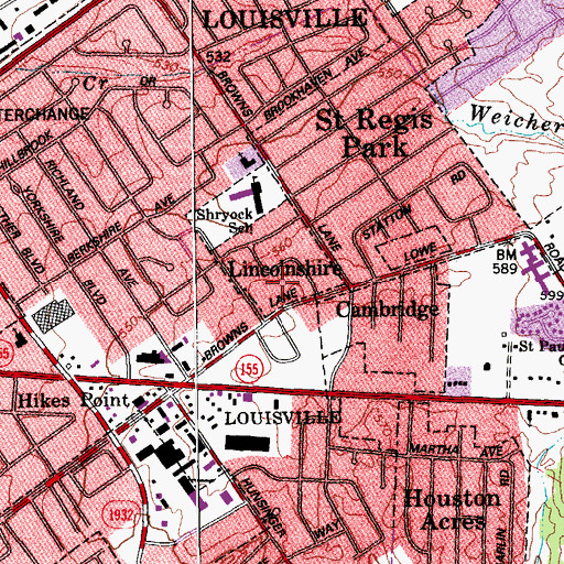 Topographic Map of Lincolnshire, KY