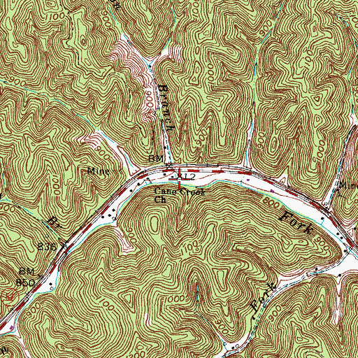 Topographic Map of Lindon Branch, KY