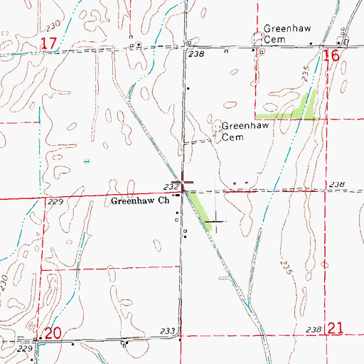 Topographic Map of Greenhaw Church, AR