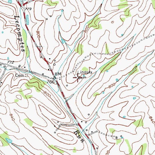 Topographic Map of Lindsay Cemetery, KY