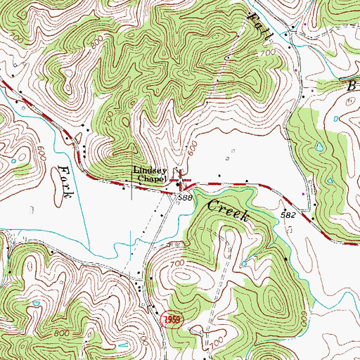 Topographic Map of Lindsey Chapel, KY