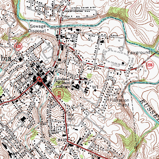 Topographic Map of Lindsey Wilson College, KY