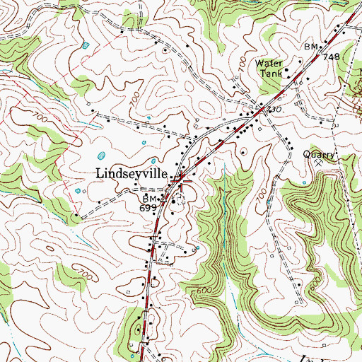 Topographic Map of Lindseyville, KY