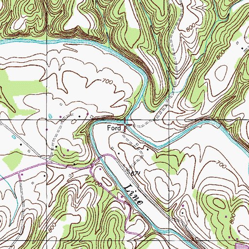 Topographic Map of Line Creek, KY