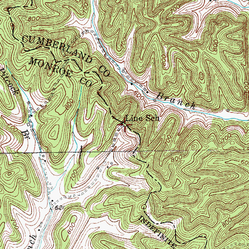 Topographic Map of Line School, KY