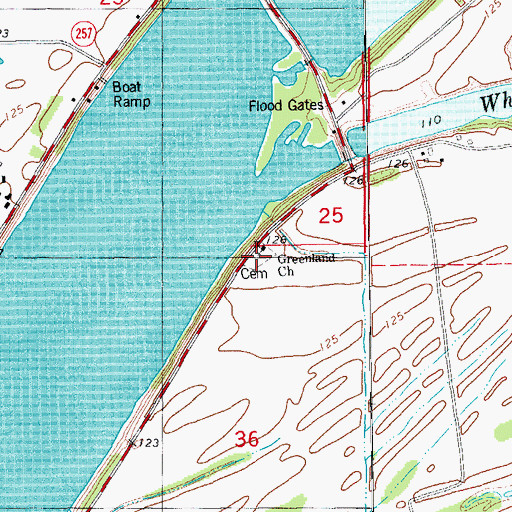 Topographic Map of Greenland Cemetery, AR