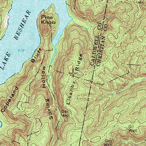 Topographic Map of Lisanby Ridge, KY