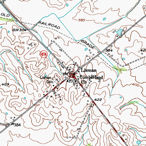 Topographic Map of Lisman, KY