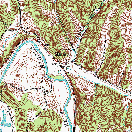 Topographic Map of Little Bear Creek, KY