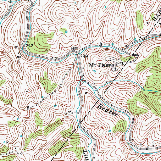 Topographic Map of Little Beaver Creek, KY