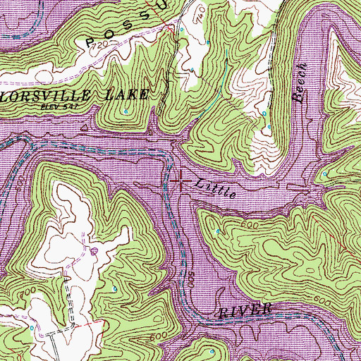 Topographic Map of Little Beech Creek, KY
