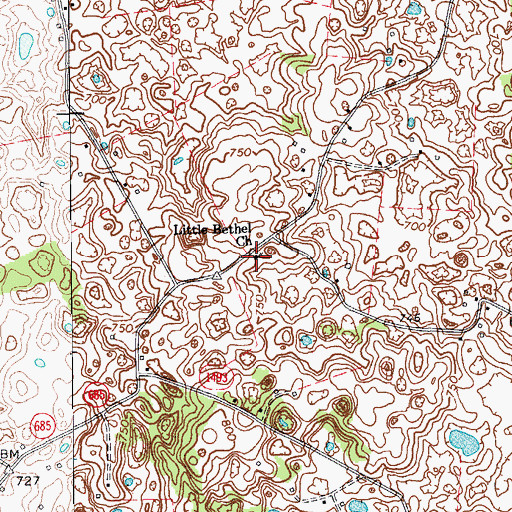 Topographic Map of Little Bethel Church, KY