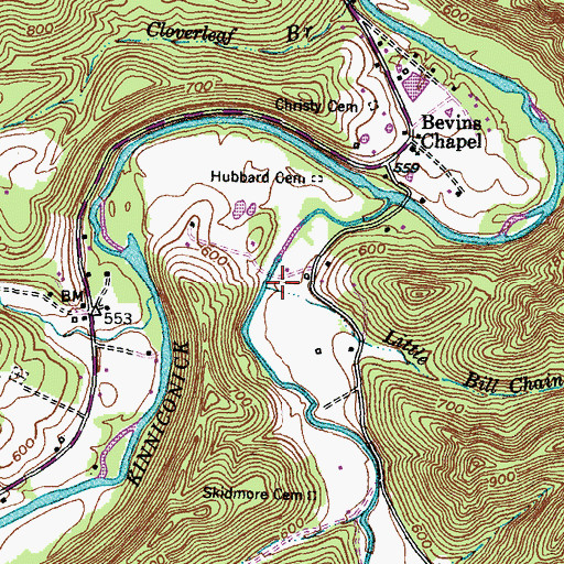 Topographic Map of Little Bill Chain Branch, KY