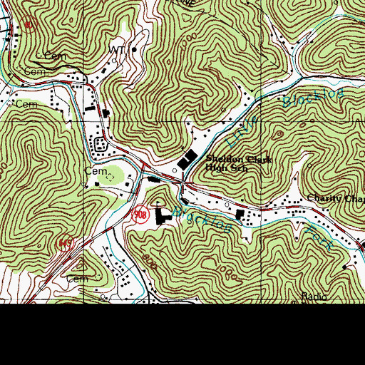 Topographic Map of Little Blacklog Fork, KY