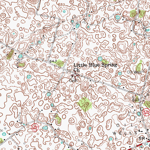 Topographic Map of Little Blue Spring Church, KY