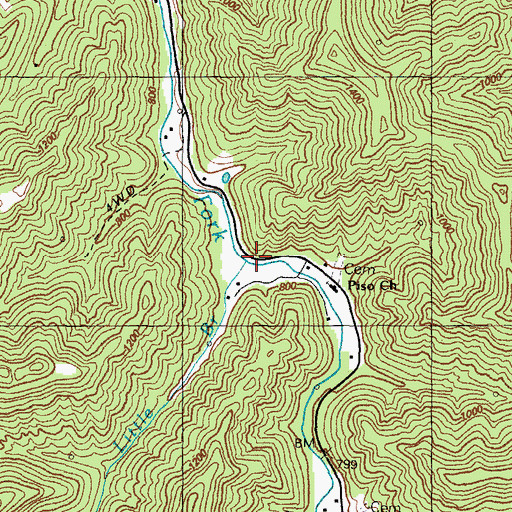 Topographic Map of Little Branch, KY