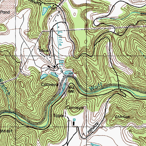 Topographic Map of Little Branch, KY