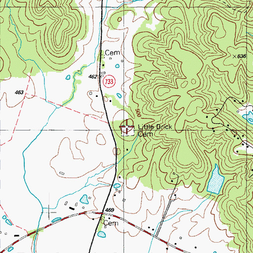 Topographic Map of Little Brick Cemetery, KY