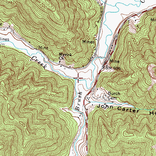 Topographic Map of Little Brush Creek, KY
