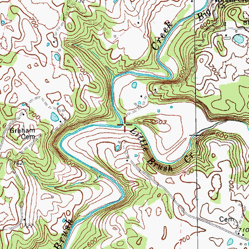 Topographic Map of Little Brush Creek, KY