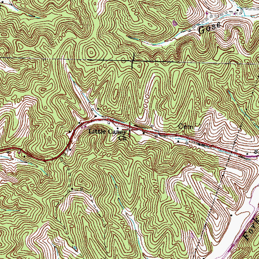 Topographic Map of Little Caney Church, KY