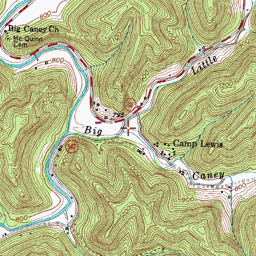 Topographic Map of Little Caney Creek, KY