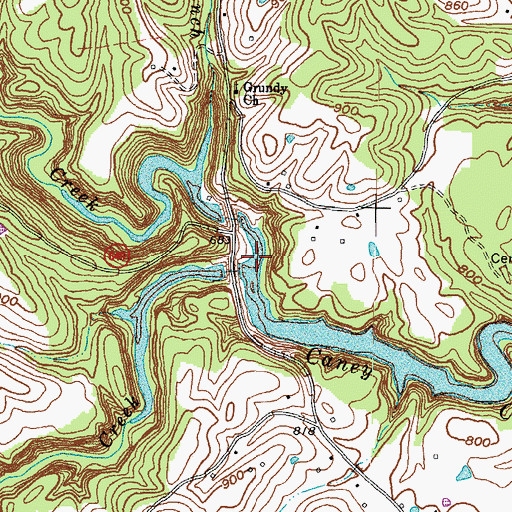 Topographic Map of Little Caney Creek, KY