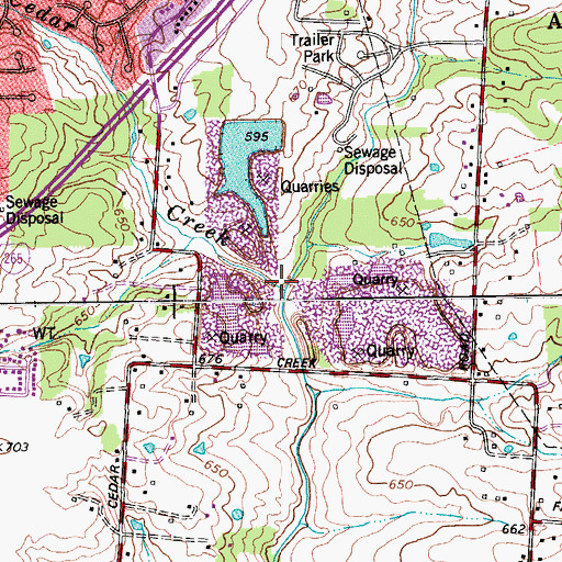Topographic Map of Little Cedar Creek, KY
