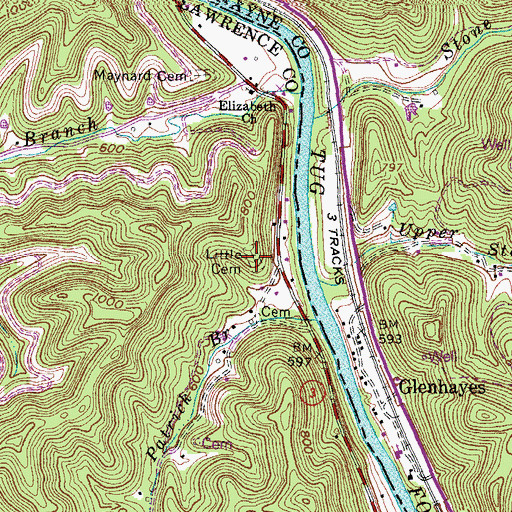 Topographic Map of Little Cemetery, KY
