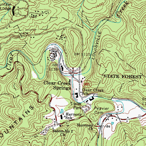 Topographic Map of Little Clear Creek, KY