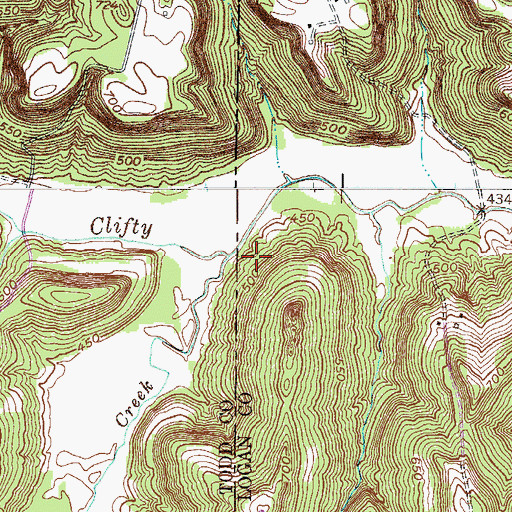 Topographic Map of Little Clifty Creek, KY