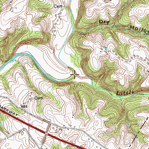 Topographic Map of Little Clifty Creek, KY