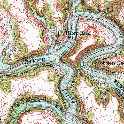 Topographic Map of Little Clifty Creek, KY