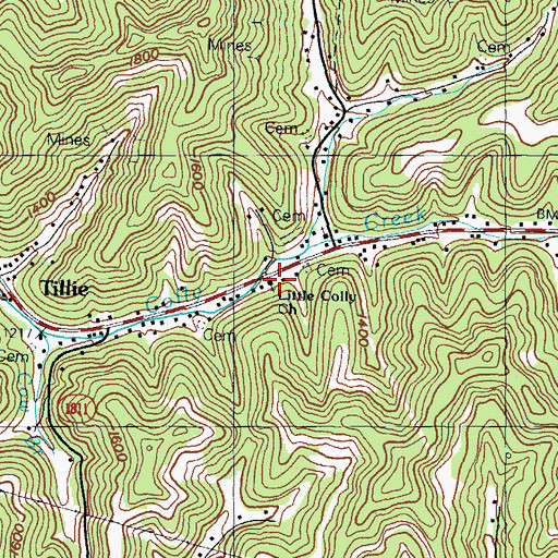 Topographic Map of Little Colly Church, KY