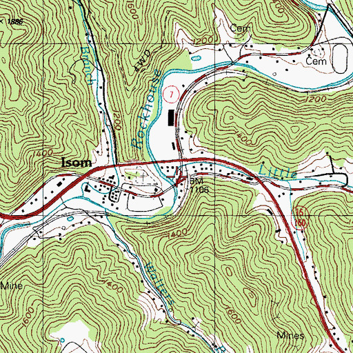 Topographic Map of Little Colly Creek, KY