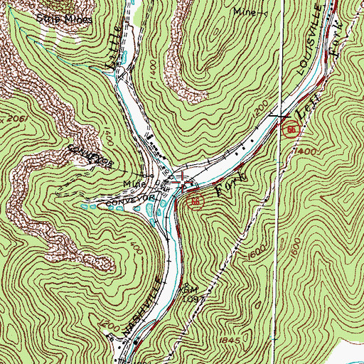 Topographic Map of Little Creek, KY