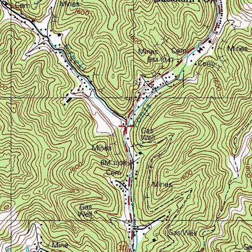 Topographic Map of Little Creek, KY