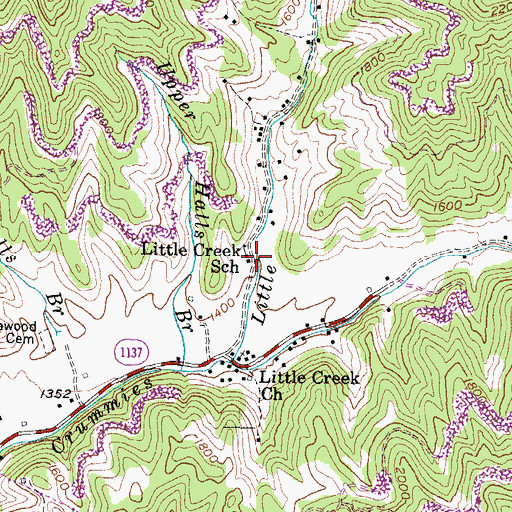 Topographic Map of Little Creek School, KY