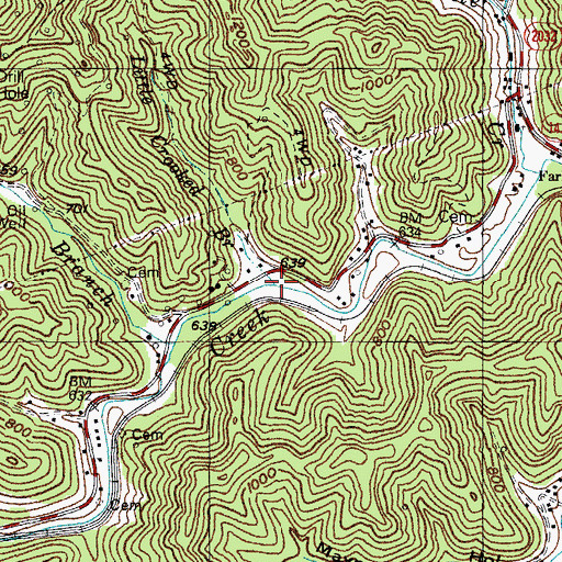 Topographic Map of Little Crooked Branch, KY