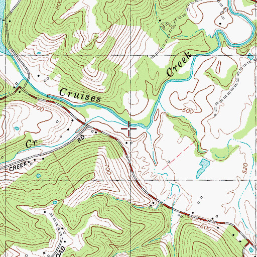 Topographic Map of Little Cruises Creek, KY