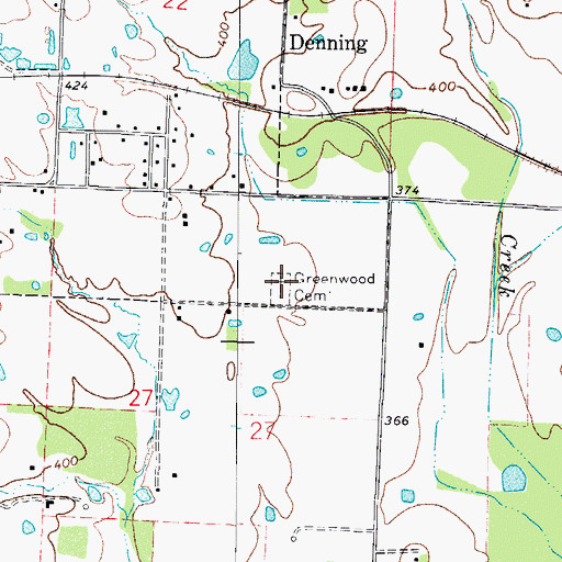 Topographic Map of Greenwood Cemetery, AR
