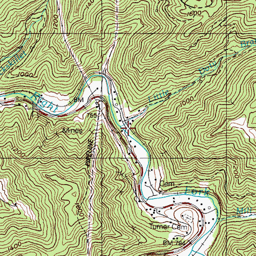 Topographic Map of Little Doty Branch, KY