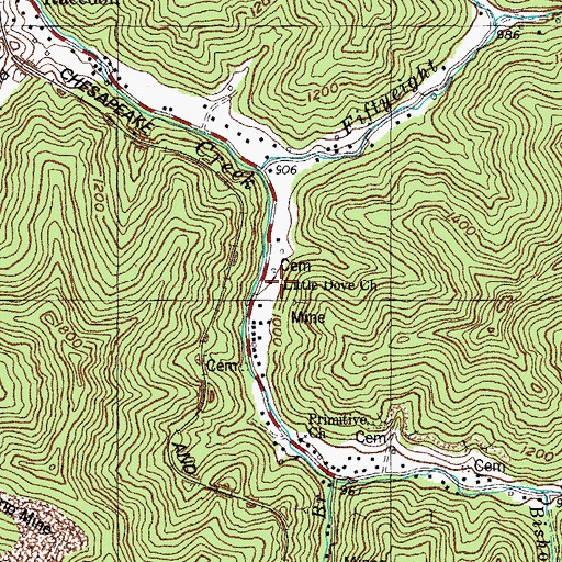 Topographic Map of Little Dove Church, KY