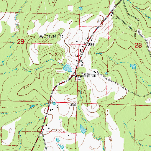 Topographic Map of Greers Church, AR