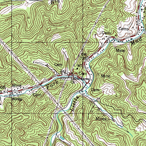 Topographic Map of Little Dove Church, KY