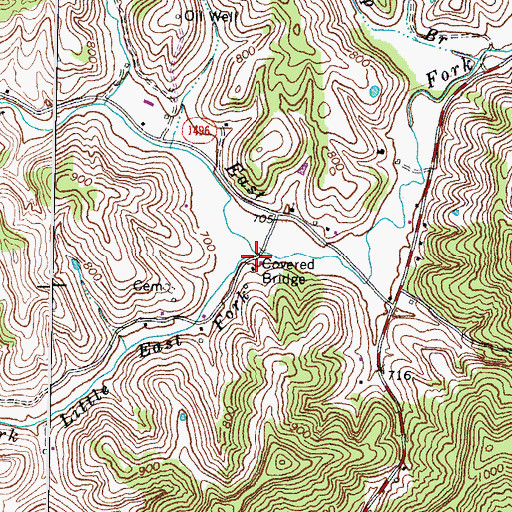 Topographic Map of Little East Fork, KY