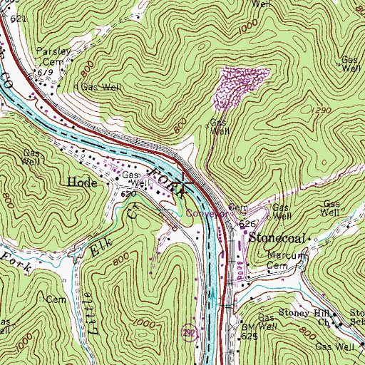 Topographic Map of Little Elk Creek, KY