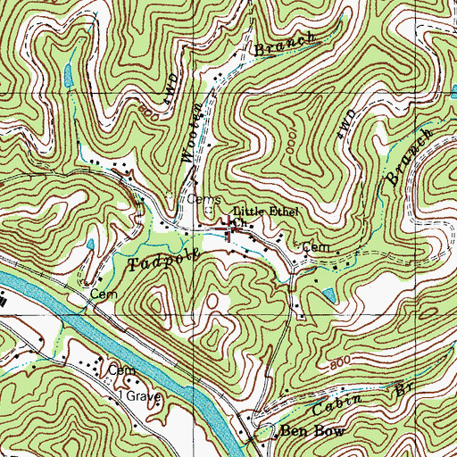 Topographic Map of Little Ethel Church, KY