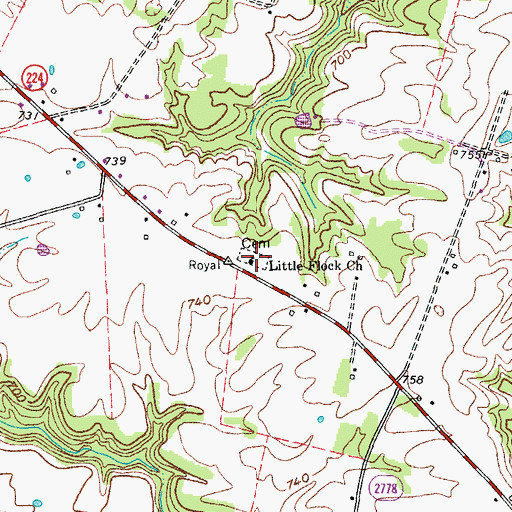 Topographic Map of Little Flock Church, KY